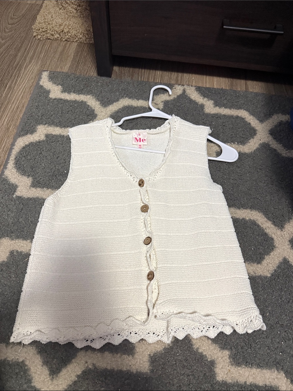ME Makeover Essentials Cream Knit Button-Front Girls Vest